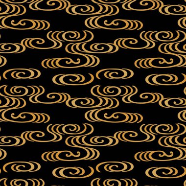 Japon tarzı altın Dikişsiz desen arka plan görüntü eğrisi sarmal girdap bulut Kadraj çapraz