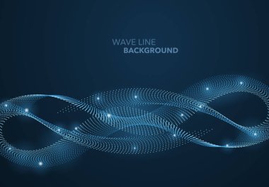 Fütüristik soyut dalga Noktalı Gradyan çizgi ve aydınlatmalı ışık şablon arka plan top. Fikir baskı ve web promosyon tasarımı için.