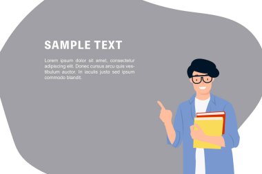 Çizgi film insanlar tasarım afiş şablon genç öğrenci ho karakter