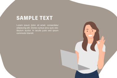 Çizgi film insanların karakter tasarım afiş şablon genç ve güzel wom