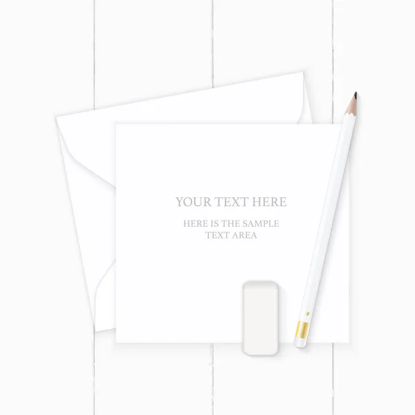 Lapos laikus felülnézet elegáns fehér kompozíció levélpapír keret — Stock Fotó