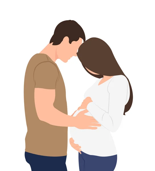 Dibujos animados diseño de personajes esposa embarazada y marido — Vector de stock