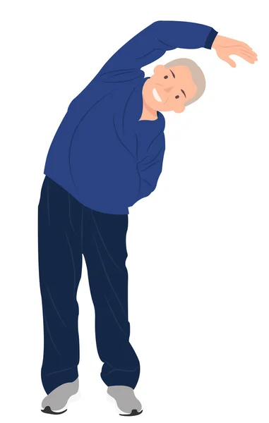 Cartoon people character design senior old man exercising stretc — Stock Vector