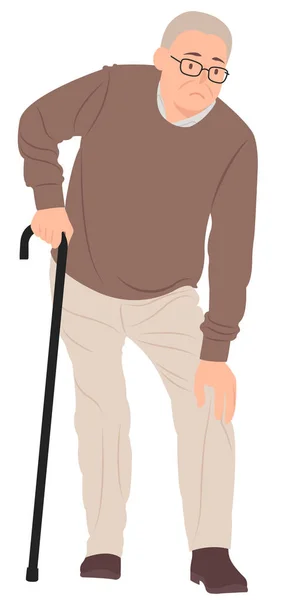 Dessin animé personnages conception senior homme ayant une douleur au genou un — Image vectorielle