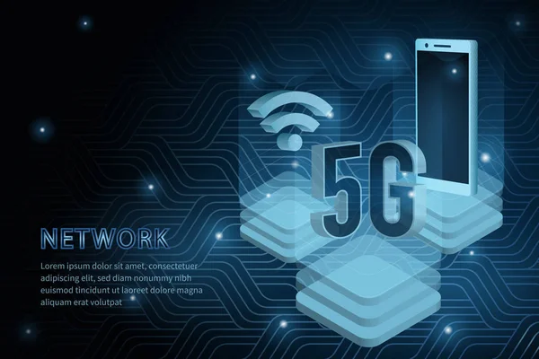 Tecnología 5G teléfono móvil geometría cruz marco línea vector futu — Archivo Imágenes Vectoriales