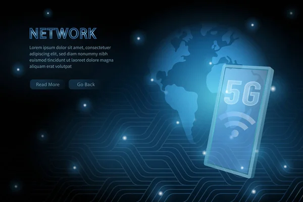 Tecnología 5G teléfono móvil transparente tierra global geometría cro — Archivo Imágenes Vectoriales