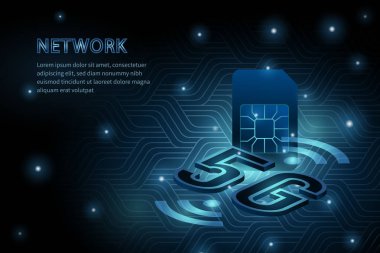 5g teknoloji WiFi sim kart geometri çapraz çerçeve hattı vektör FUT