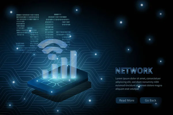 Tecnología de nube wifi 5G y la geometría de la tarjeta SIM línea de marco cruzado — Vector de stock