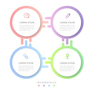 Vektör infografik tasarım Ui şablonu renkli degrade etiketleri a