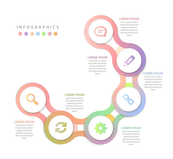 Diseño de infografía vectorial plantilla de interfaz de usuario colorido espiral redondo cros — Archivo Imágenes Vectoriales