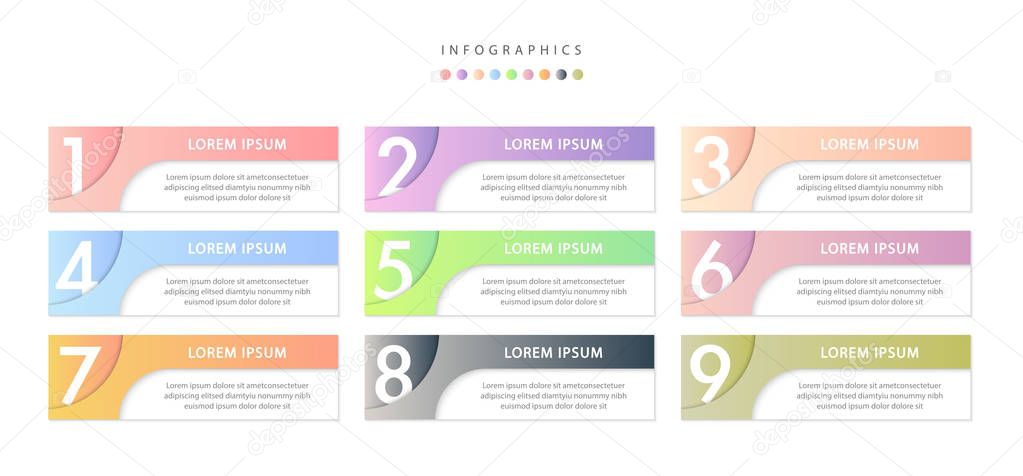 Vector infographic design UI template colorful gradient labels a