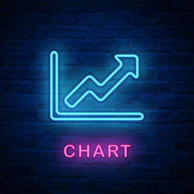 Vektör ışıklı neon ışık simgesi işareti finansal infografik ch