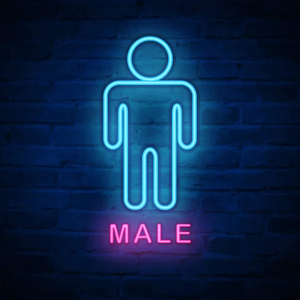 Vetor iluminado neon luz ícone sinal homem humano pessoas do sexo masculino —  Vetores de Stock