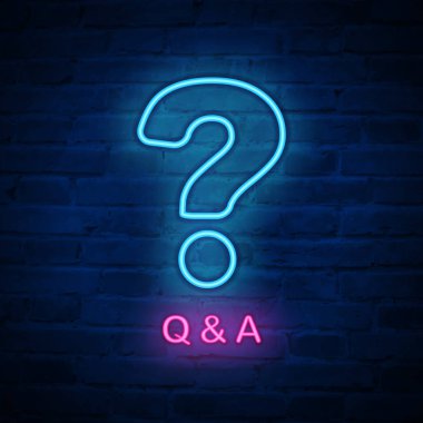 Vektör ışıklı neon ışık simgesi işareti soru gösterimi