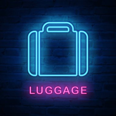 Vektör Aydınlatmalı neon ışık simgesi işareti bagaj