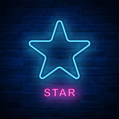 Vektör ışıklı neon ışık simgesi işareti yıldız