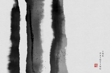 Suluboya mürekkep boya resim vektör doku illüstrasyon afiş arka plan şablonu. Çince kelime için çeviri : Blessing