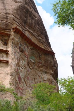 Çin geleneksel La Shao tapınağı mağarası rahatlama boyası