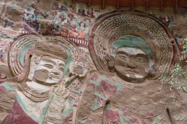 Çin geleneksel La Shao tapınağı mağarası rahatlama boyası