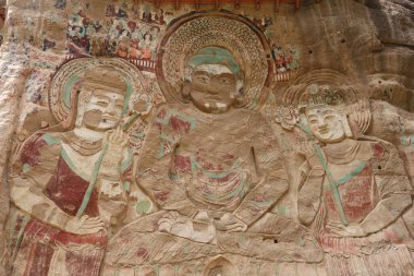 Çin geleneksel La Shao tapınağı mağarası rahatlama boyası