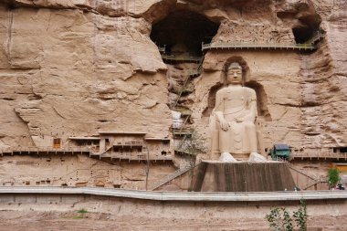 Lanzhou 'daki Bingling Mağarası Tapınağı' nda antik Çin Buda Heykeli