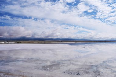 Majestic beautiful landscape of Caka salt lake in Qinghai China clipart