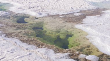 Qinghai 'deki Emerald Salt Lake' in güzel doğa manzarası. 