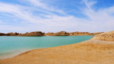 Dunhuang Gansu Çin 'deki Su Yadan Geopark manzarası