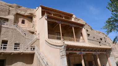 Eski Budizm mimarisi Dunhuang Mogao Grottoes in Gansu C