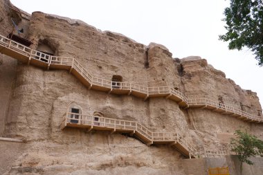 Dunhuang Ggansu Çin 'deki Yulin Mağarası manzarası