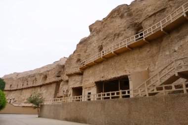Dunhuang Ggansu Çin 'deki Yulin Mağarası manzarası