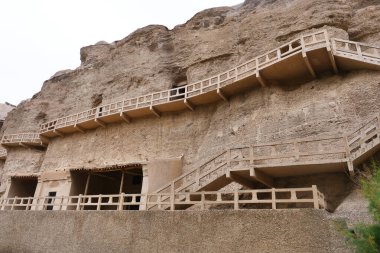 Dunhuang Ggansu Çin 'deki Yulin Mağarası manzarası