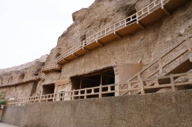 Dunhuang Ggansu Çin 'deki Yulin Mağarası manzarası