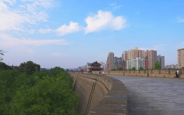 Famous Chinese Ancient Architecture Stone City Wall Xian China — ストック写真