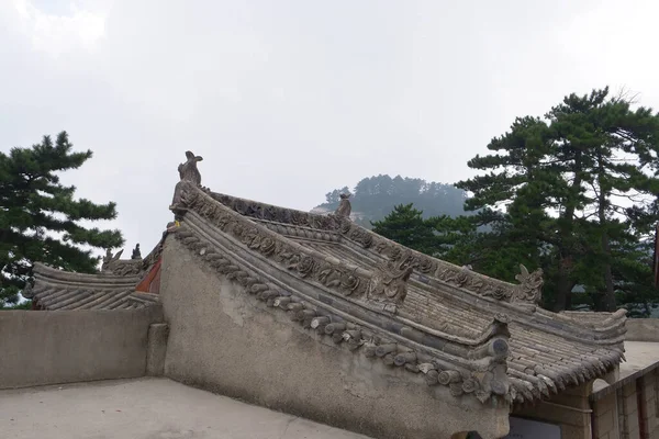 Beautiful Chinese ancient traditional roof with stone carving in — ストック写真