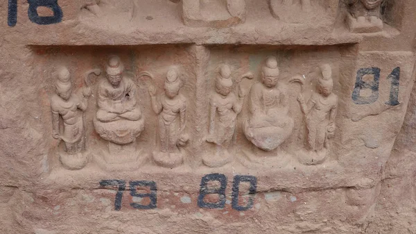 Grottes bouddhistes sculpture à Bingling Temple Lanzhou Gansu, Ch — Photo