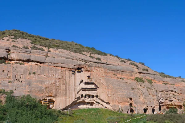 Bella vista sul paesaggio del tempio Mati a Zhangye Gansu Cina . — Foto Stock