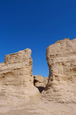 Jiaohe harabelerinin Xinjiang şehrindeki manzarası.