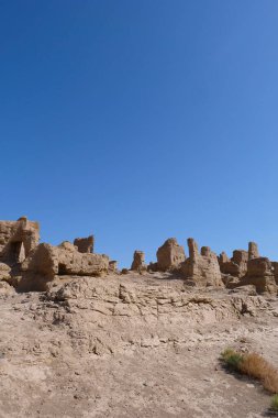 Jiaohe harabelerinin Xinjiang şehrindeki manzarası.