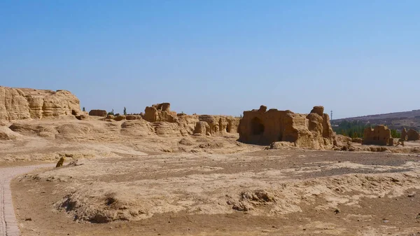Paisaje de las ruinas de Jiaohe en la provincia de Xinjiang — Foto de Stock