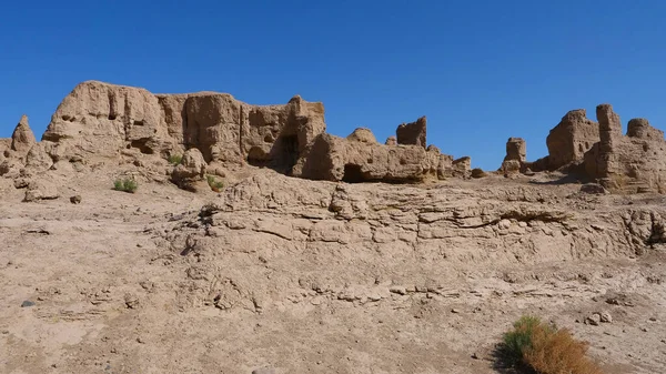 Jiaohe harabelerinin Xinjiang şehrindeki manzarası.