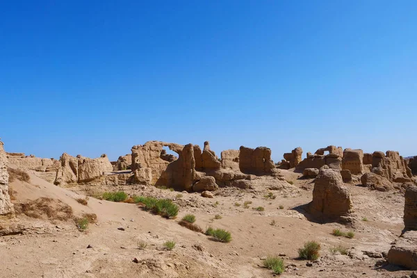 Paisaje de las ruinas de Jiaohe en la provincia de Xinjiang — Foto de Stock