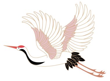 Japon stili vahşi hayvan vektörü Çin turna kuşu