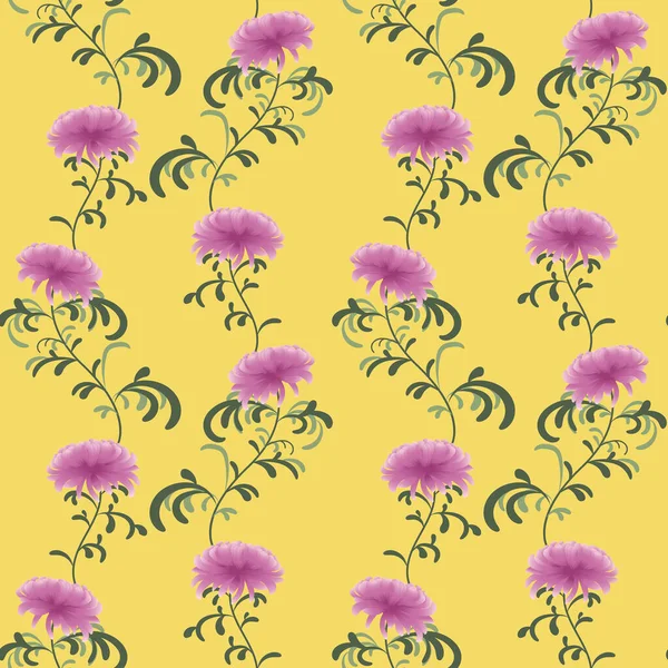 Japanischer Stil Retro Vintage Nahtlose Muster Hintergrund Botanischen Garten Blume — Stockvektor