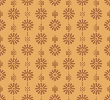 Antika Çin geleneksel desenli dikişsiz arka plan papatyalı çiçek çerçevesi çizgisi