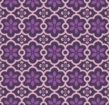 Antika Çin geleneksel desenli, dikdörtgen, mor, yuvarlak eğri, çapraz çerçeve çiçeği.