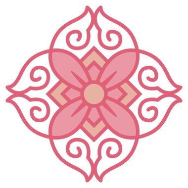 Doğulu yalıtılmış nesne spiral eğrisi çapraz çerçeve asma ve çiçek