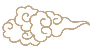 Oryantal izole kalıp nesne spiral eğri çapraz bulut çerçeve çizgisi