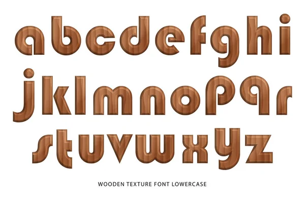 Natuur Houten Textuur Lettertype Kleine Letters Alfabet — Stockvector