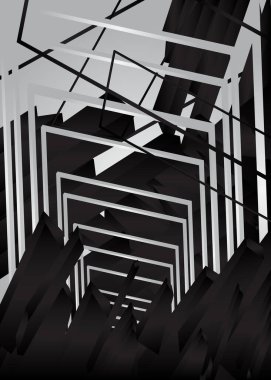 Siyah beyaz arka plan. Lüks, karanlık ve aydınlık geometrik elementler, çizgiler ve şekiller..